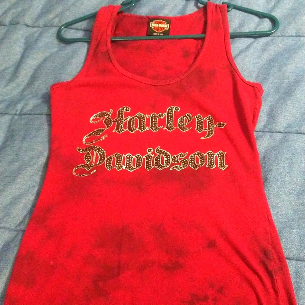 Harley Davidson bling tank top medium red